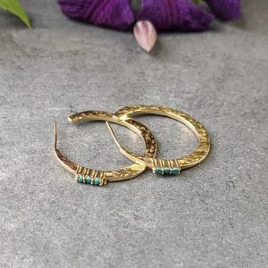 🦋LAST🦋 NWT Baizaar Artisan-Made Turquoise Accent Hoops